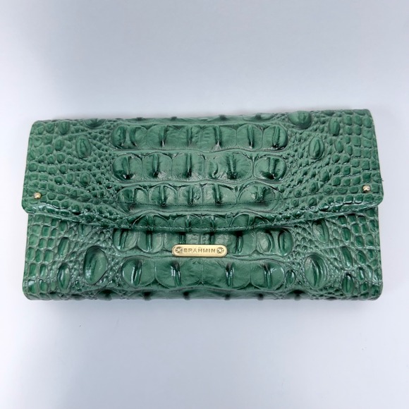 Brahmin Handbags - Brahmin Cordelia Wallet Jade Melbourne Green Embossed Leather Crocodile Print